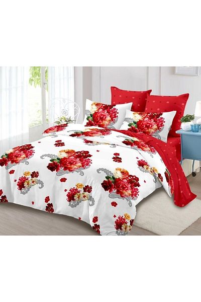OEM Double Bed Linen, Spring, Elastic Sheet, 6 Pieces, 2 Persons, 180x200cm, Finet, Flower Bouquet