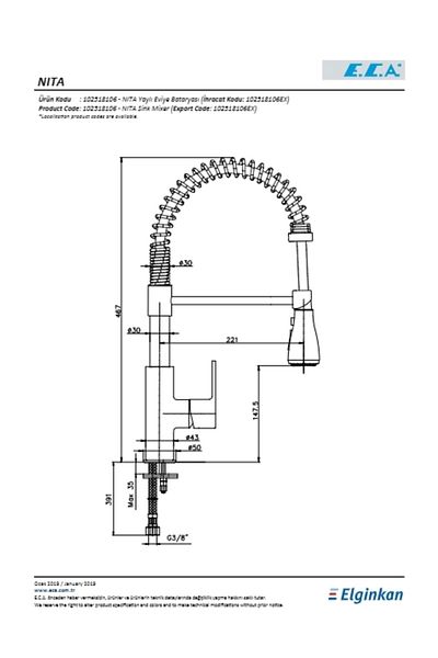 Eca Nıta Spring Sink Faucet102518106