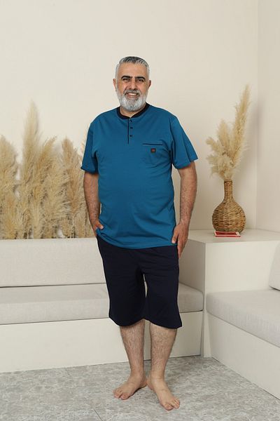 KAPİTEX Set de pijamale pentru bărbați Plus Size cu mâneci scurte Six Capri