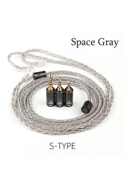Choice Gray S-TYPE QKZ Q1 MAX 16 Stand 352 Cores OFC Silver Plated MMCX QDC KZ C Pin Earphone Upgrade Cable
