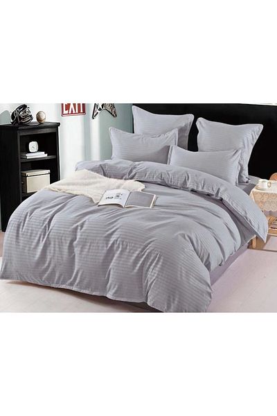 OEM Double bed linen, Sonia-Home, Finet Damask type, Plain, 6 pieces, 2 persons, 220x240cm, Ash Grey