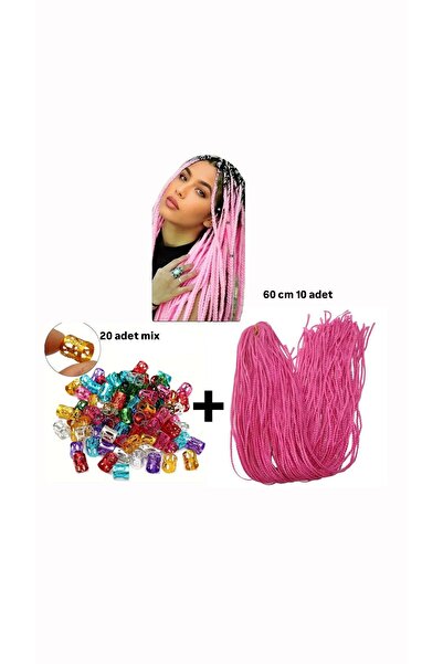 3b kids șir de păr împletitură de păr roz închis 10 buc + inel de păr-cercei ...