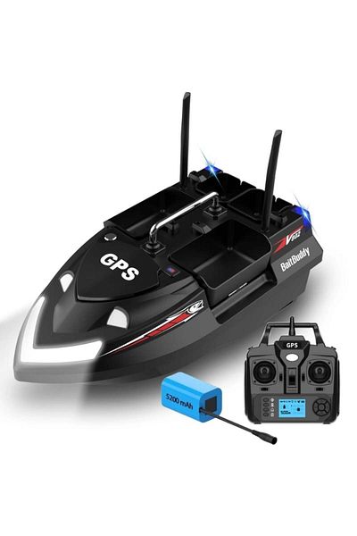 iUni Člnček na návnady a návnady Planted, Nadit a Bait Boat V802 PRO, GPS, 5200 mAh, 4 nádrže, 3 kg, 500 m, 15 km/h, čierny