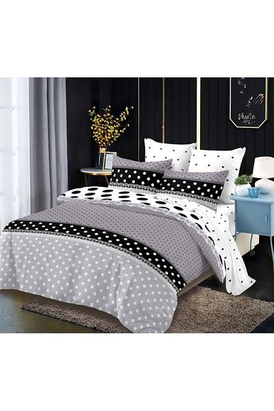 OEM Double Bed Linen Set, Finet, 6 Pieces, Polka Dot Pattern, 230x250cm, Non-colors
