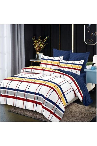 OEM Bed Linen, Fitted Sheet, Finet, 6 Pieces, 2 Persons, M1 Checkered, 180x200cm, Multicolor