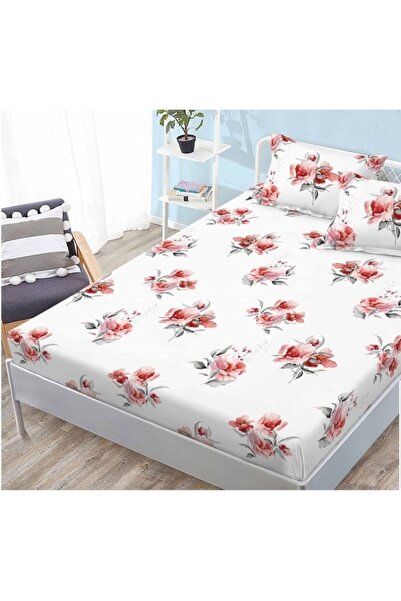 OEM Husa de pat si fete de perna, Finet, 3 piese, 1 persoana, 160x200cm, imprimeu, floricele moderne, mu