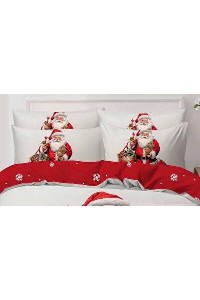 OEM Set Lenjerie de pat dublu, model Craciun 3D, 6 piese, Bumbac Finet