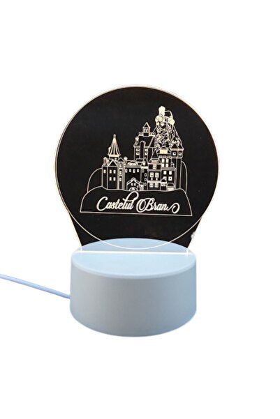 OEM Lampă LED din plastic cu încărcare USB, design Castelul Bran și Vlad Țepeș, M2, 13x17 cm
