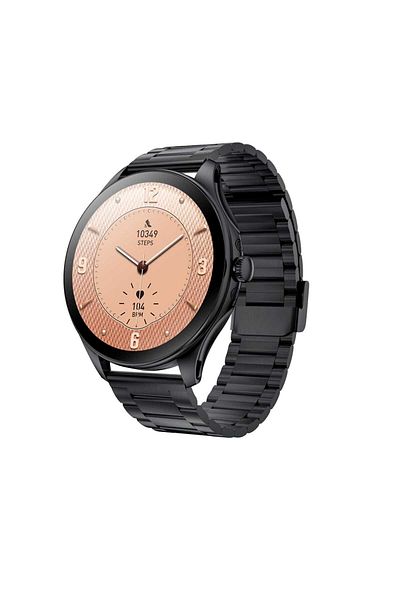 KALOBEE SK 42 Ultra-Slim Smart Watch with Full AMOLED Screen, 3 Straps, and Wireless Charging, Black