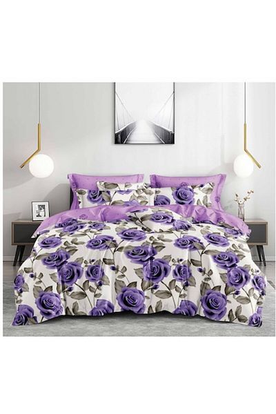 OEM Double Bedding Set, 6 Pieces, 2 Persons, 180x200 cm, Multicolor, Rose Print