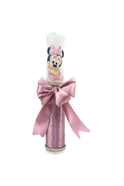 OEM Λαμπάδα Βάπτισης για Κορίτσια, Κορδέλα και Στρας, Minnie Mouse, 35x5εκ., ...