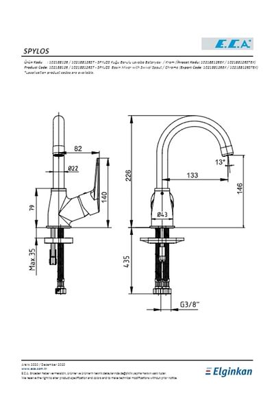 Eca Spylos Sink Faucet with Swan Spout