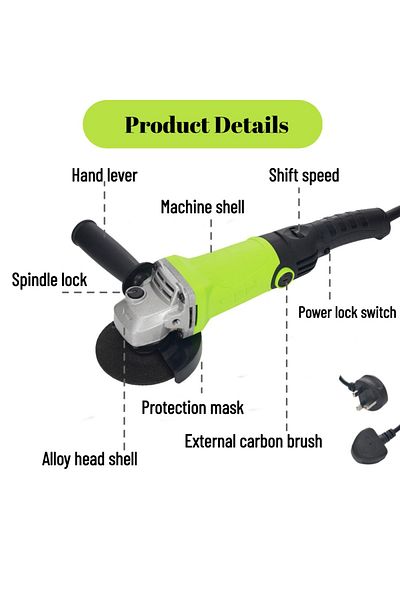 GearZone Angle grinder 950W with adjustable speed, angle grinder Grinding diameter 100mm
