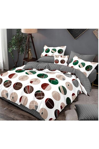 OEM Double Bed Linen, 6 Pieces, 2-Person, 180x200 cm, Polka Dot Print, Multicolor