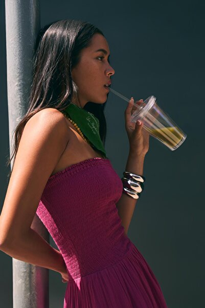 Bershka Flounce bandeau midi dress