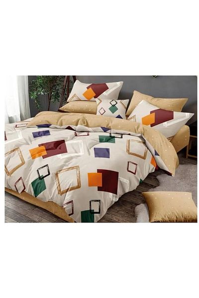 OEM Double Bedding Set 6 Pieces, 2 Persons, 180x200 cm, Rhombus Print, Multicolor