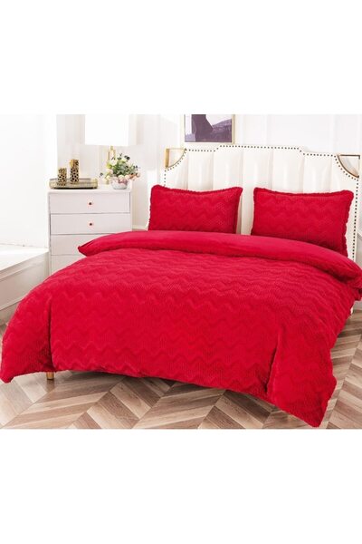 OEM Bed Linen, Cocolino, Wave Pattern, 4 Pieces, 2 Persons, 210x230cm, Plain, Red