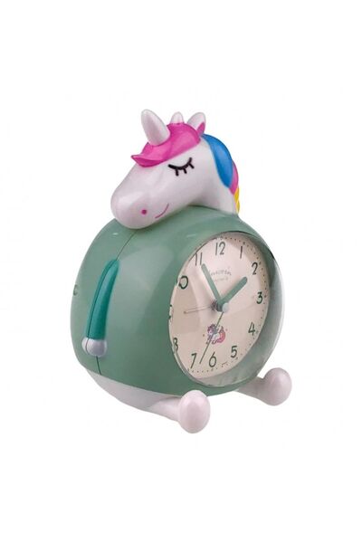 OEM Table clock in unicorn shape with lights and music, 15x17 cm, multicolor