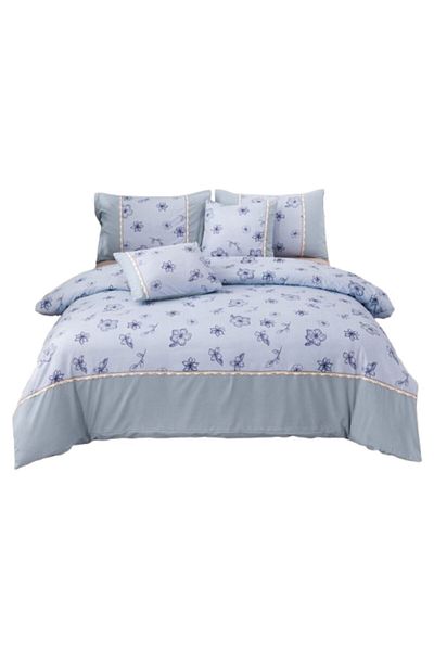 OEM Double Bed Sheets, Floral Print, 6 Pieces, for 2 People, 180x200cm, Finet, Lavender