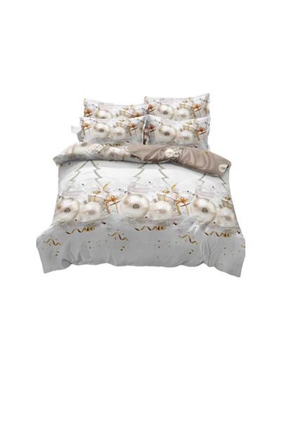 JOJO HOME Lenjerie de pat, Jojo Home, Cearsaf cu Elastic, Finet, 2 persoane, 6 piese, Globuri Perlate, 230x240