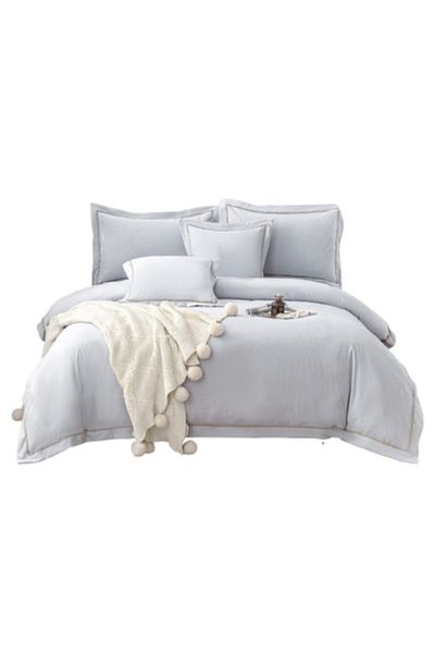 OEM Luxury Bedding Set, Fine Cotton, 6 Pieces, 2 Persons, 180x200cm, Light Grey