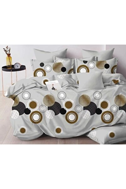 OEM Lenjerie de pat dublă, cercuri, cearșaf reversibil, 6 piese, 230x245cm, F...