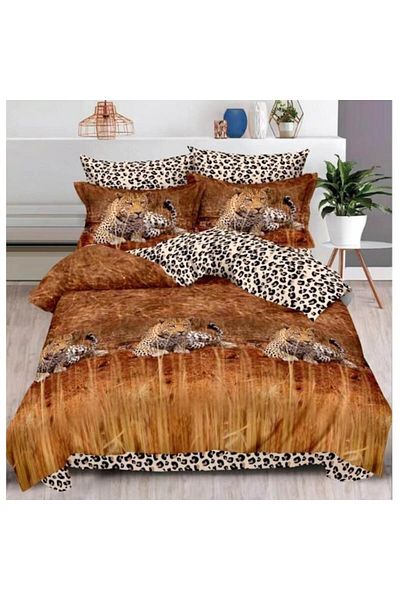 OEM Double Bed Linen with Elastic, 6 Pieces, 2 People, 240X250cm, Superior Flannel, Animal Print, Multic