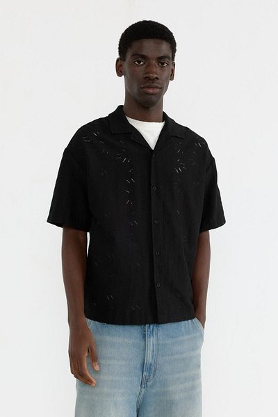 Pull & Bear Black openwork short sleeve shirt