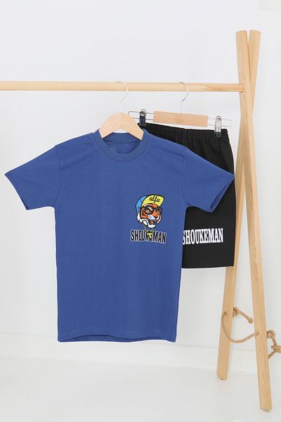TOFİSA Boy's Navy Blue Printed Tracksuit Set - 27451