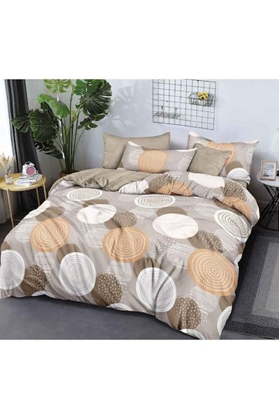 OEM Double Bed Linen Set, 6 Pieces, 2 Persons, 180x200cm, Finet, Circular Print, Multicolor