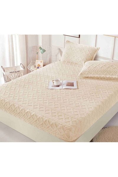 JOJO HOME Bed Cover Cocolino with 2 Pillow Covers, Tricot, Jojo Home, Uni, 3 Pieces, Double, 180x200cm, Off Wh