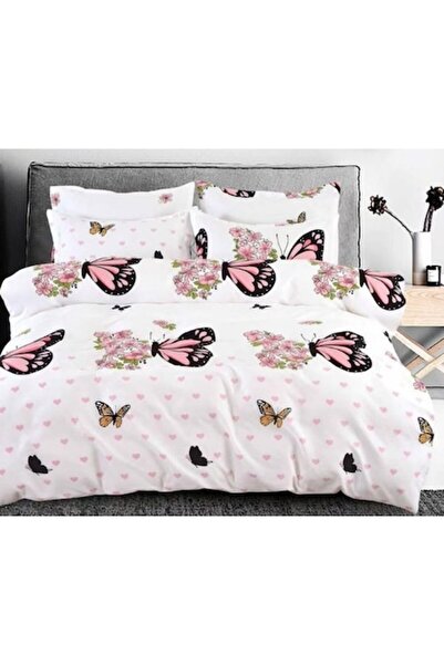 OEM Set lenjerie de pat dublu, imprimeu de primăvară, cearșaf reversibil, 6 p...