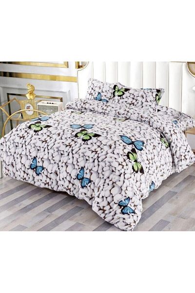 OEM Double Bed Linen Set, Cocolino, 4 Pieces, For 2 Persons, 180x200cm, Butterfly Bicolor Pattern