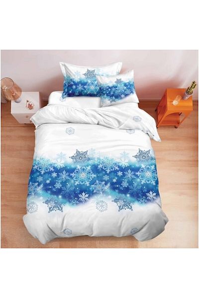 OEM Bed Linen, Finet, Single Size, 4 Pieces, Snowflakes Design, 155x220cm, Multicolor