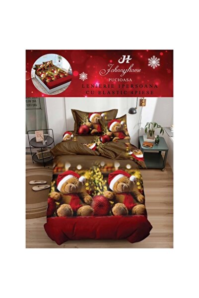 OEM Bed Linen, Finet, Single, 4 Pieces, Cute Teddy Bear, 155x220cm, Multicolor