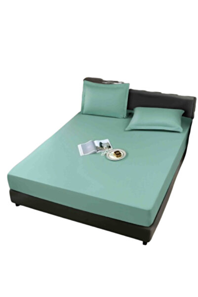 JOJO HOME Husă de pat impermeabilă, Uni, 3 bucăți, pentru două persoane, bumb...