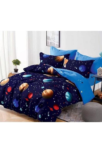 OEM Double Bed Linen Set, Univers, 2 Persons, 6 Pieces, Finet, 220x230cm, Multicolor