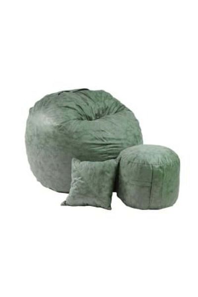 Pufrelax Set Fotoliu Matusalem cu Otoman (suport picioare) si Perna, Material Textil - Silver Garden
