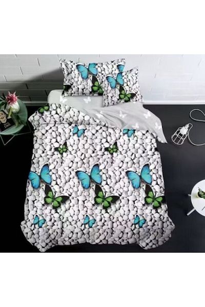 OEM Bed Linen, Nature Print, 4 Pieces, 1 Person, 155x220cm, Finet Satin, Multicolor