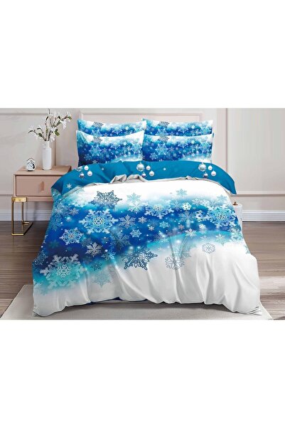 OEM Set de lenjerie de pat dublă, model 3D de Crăciun, 6 piese, bumbac fin