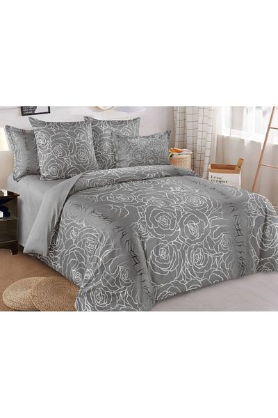 OEM Lenjerie de pat dublă, Finet, 6 piese, 2 persoane, gri-argintiu, 250x230cm