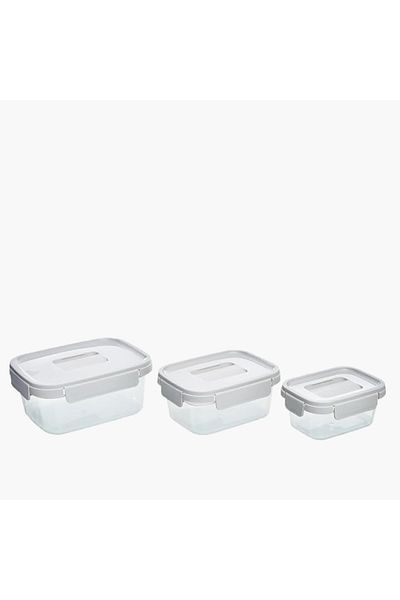 locknlock 3-Piece Rectangle Food Container with Clip Lock Lid Set