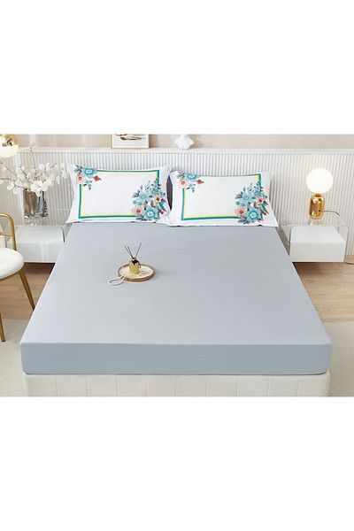 OEM Husa de pat, Finet, 3 piese, 2 persoane, 160x200cm, Albastru Deschis-Multicolor