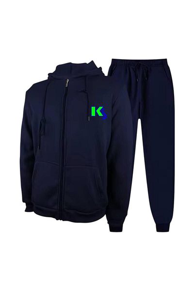 kam's Σετ με κουκούλα με φερμουάρ Oversize μπλε πράσινο