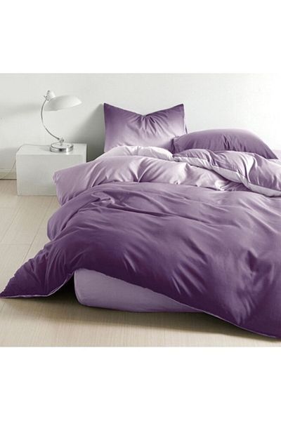 OEM Set de lenjerie de pat, cearșaf elastic, Finet, persoană individuală, 4 piese, imprimeu gradient, 140x200cm, violet-lila