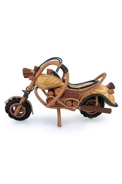 OEM Decoratiune din lemn, lucrata manual, in forma de motocicleta, 34x21 cm