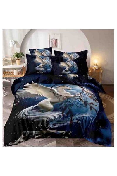 JOJO HOME Double Bedding, Jojo Home, Pegasus Print, 4 Pieces, Single Person, 140x200cm, Finet