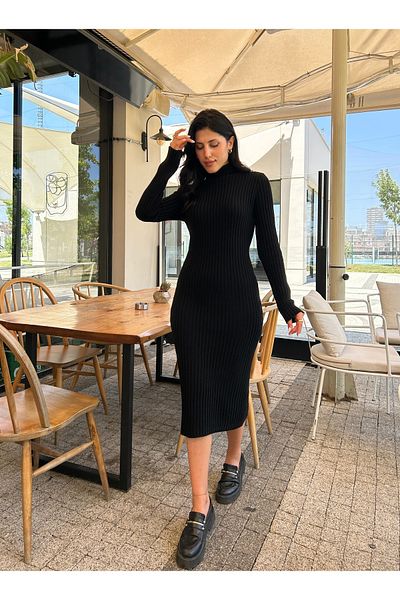 Puella Μακρυμάνικο ζιβάγκο Midi Πλεκτό Φόρεμα