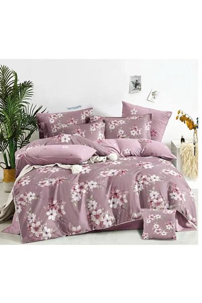 OEM Lenjerie de pat dublu, 6 piese, 2 persoane 180x200 cm, imprimeu multe flori, multicolor