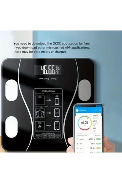 dalimag Smart Bathroom Scale with Bluetooth, Backlit Display, 180 kg Capacity,